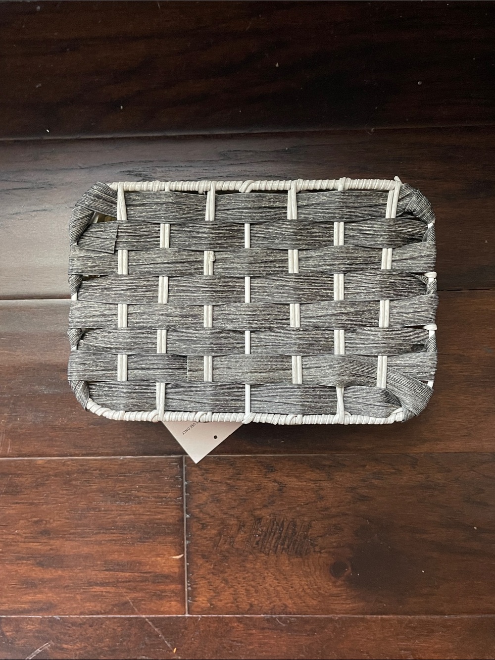 Woven Rectangular Storage Basket in Natural, Gray and White - Unbranded - Picture 4 of 7